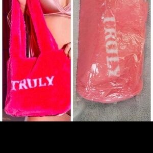 Truly beauty fuzzy bag tote makeup cosmetics skin‎ care
